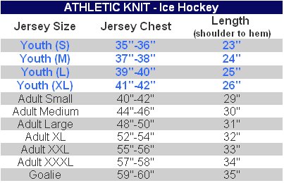 reebok youth jersey sizing