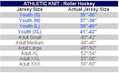 women's nhl jersey size chart