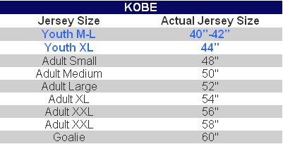 Youth Xl Hockey Jersey Size Chart